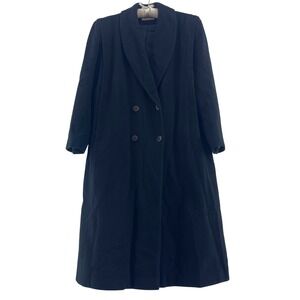 Vtg Forecaster of Boston Wool Long Coat Womens 14 Black Double Breast UNION USA
